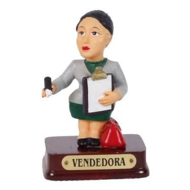 Imagem de Boneco Profissional Vendedora Miniatura Decoração 8cm - Zona Livre
