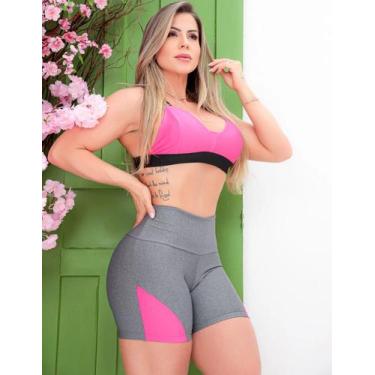 Imagem de Conjunto Feminino Academia Top com Bojo e Shortinho com Recortes nas L