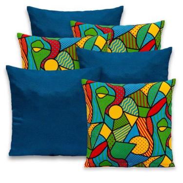 Imagem de Kit 6 Capas de Almofada Gorgurinho Lisa e Estampada 40x40 Zíper - BEM 