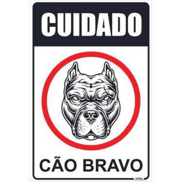 Imagem de Placa de Sinalização Cuidado Cão Bravo - Império da Impressão