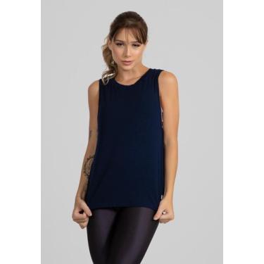 Imagem de Blusa Regata Cavada Visco Academia Fitness - DILUXO, GG, Marinho