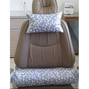 Imagem de Almofadas conforto para cadeira odontológica - CG Tecidos, azul geomét