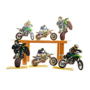 Imagem de Kit Display de Mesa 6 Peças Para Festa Motocross MDF - Juju Brasil