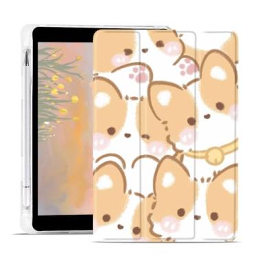 Imagem de JOYLAND Linda capa Corgi para iPad Air 4 2020/iPad Air 5 2022 de 10,9 polegadas, capa traseira de poliuretano termoplástico transparente com suporte para lápis, capa protetora à prova de choque