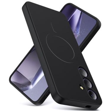 Imagem de YSLBWLE Capa magnética para Samsung Galaxy S24, capa fina de silicone líquido, à prova de choque, capa de telefone fina para Galaxy S24, capa protetora de câmera de corpo inteiro - preta 12-sam s24-01