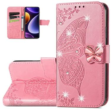 Imagem de Monwutong Capa carteira de telefone para Xiaomi Poco F5, padrão de borboleta 3D, capa flip de couro PU com suporte com fecho magnético e slots de cartão de dinheiro coldre para Xiaomi Poco F5, HZD