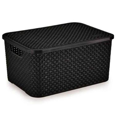Imagem de Cesto Organizador Rattan Preto Tam. G Ref.069/p Nitron