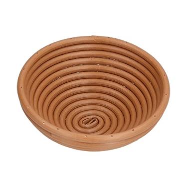 Imagem de Cesta de fermentação de pão lavável Restokki, prato de frutas, cesta de impermeabilização de pão, bandeja de cozimento de formato inovador, cozinha, padaria doméstica (Yellow brown round 16X6CM)