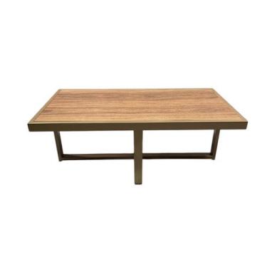 Imagem de Mesa de Centro Retangular Paris Industrial Dourado com MDF - BELI HOUS