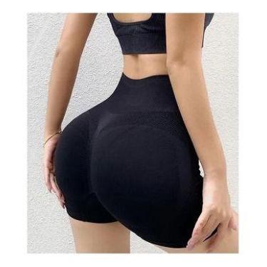 Imagem de Short Levanta Bumbum Legging Curto Academia Cintura Alta - oem, Preto