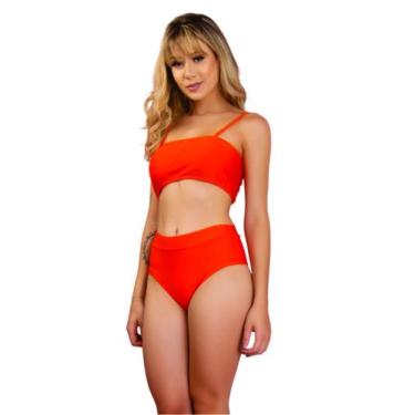 Imagem de Biquíni Vekyo Hot Pants Top Faixa Liso, G, Laranja, Mulher