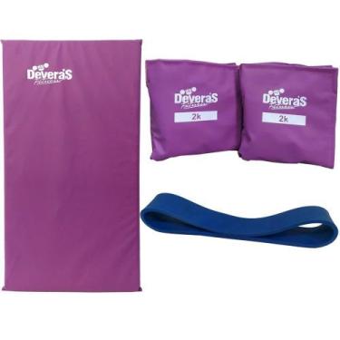 Imagem de Combo Equipamentos para ginastica em casa mini band forte + caneleira 