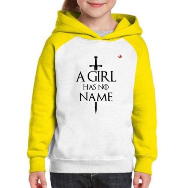 Imagem de Moletom Infantil A girl has no name - Foca na Moda, Branco, Amarelo, 6