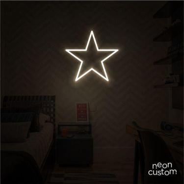 Imagem de luminaria letreiro Neon Led Estrela 100x100 luminoso decoração p/ self
