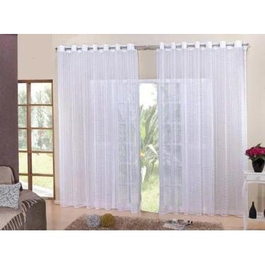 Imagem de Cortina Voil Xadrez Para Sala, Quarto e Cozinha 4,00 x 2,50 Branco - C