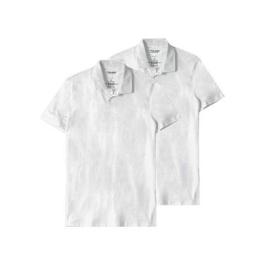 Imagem de Kit com 2 Camisetas Polo Masculina Malwee 1000004430, Branco, G