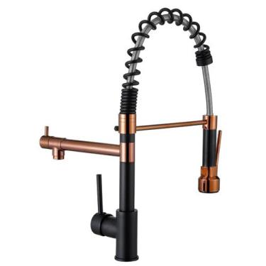 Imagem de Torneira de Cozinha Gourmet Monocomando Preta Rose Gold Premium - iCas