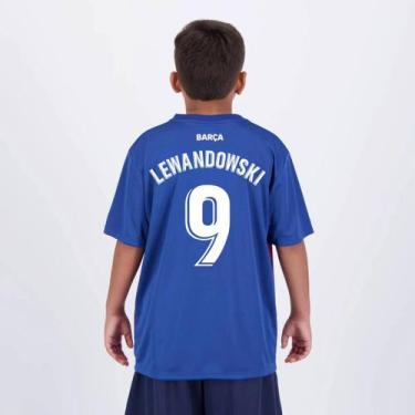 Imagem de Camisa Barcelona Lewandowski 9 Dominant Juvenil Azul - Braziline, 14 A