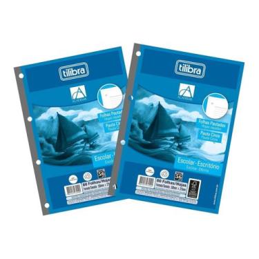 Imagem de Kit 02 Refil Caderno Argolado Fichário Tiliflex Universitário Pautado 