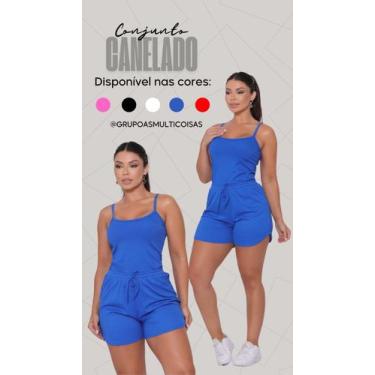 Imagem de Conjunto feminino malha canelada kit com uma regata e um short ideal p