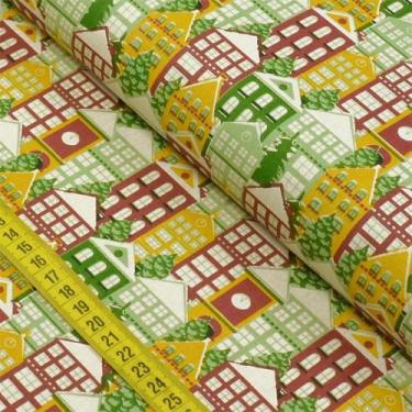 Imagem de Tecido Estampado para Patchwork - Natal: Snow Village Fundo Bege (0,50