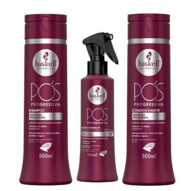 Imagem de Kit Pós Progressiva Haskell Shampoo e Condicionador  300ml + Fluido Al