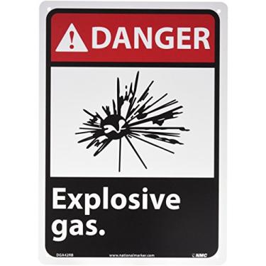 Imagem de National Marker DGA42RB Placa de perigo de "gás explosivo", plástico rígido, 35,5 cm x 25,4 cm