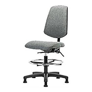 Imagem de Thomas 1163H87 Cadeira de tecido de altura média com encosto médio sem inclinação, base de nylon, braços ajustáveis, anel de pé cromado, desliza, cinza