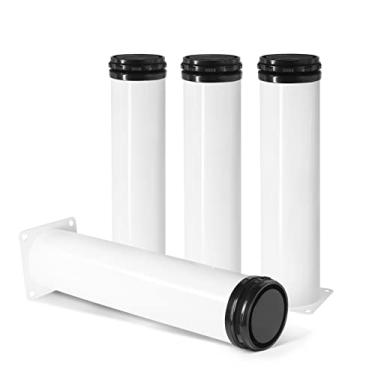Imagem de Masendelk Pernas de móveis de metal de 25 cm de aço inoxidável Pernas ajustáveis Pernas de metal branco pernas redondas de armário para mesa de centro, prateleiras de sofá, mesa, pacote com 4