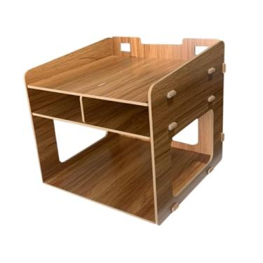 Imagem de Esquirla Suporte de Impressora de 3 Camadas, Organizador de, Economia de Espaço, Rack de Armazenamento de Mesa para Notebooks, Letras, Café, Apartament, Marrom
