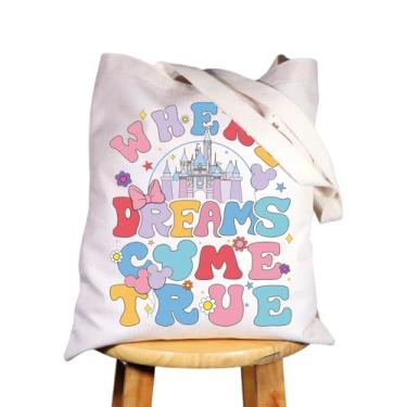 Imagem de WZMPA Bolsa Magic Kingdom, presente de conto de princesas, onde os sonhos se tornam realidade, bolsa de viagem, presente de férias em castelo de fadas, Where Dreams Tg, Large, Where Dreams Tg