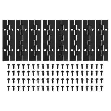 Imagem de PATIKIL Dobradiça de piano de 10 x 3 cm, pacote com 8 dobradiças contínuas de aço inoxidável 304 com furos para porta de portão de piano, caixa de armazenamento de madeira, barco, armário, preto