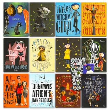 Imagem de UNIVERSAL ALL-ACCESS Conjunto de pôsteres Coraline - Pacote com 12 pôsteres Coraline para quarto de meninas e mais adesivos | Arte de parede para decoração de quarto Coraline para crianças
