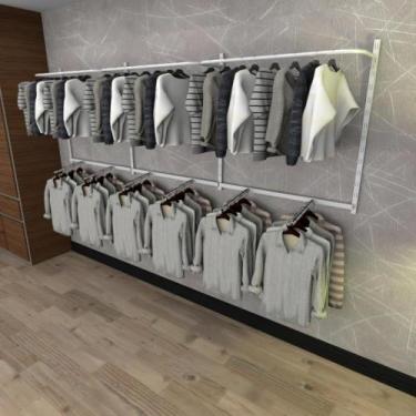 Imagem de Arara de roupas closet quarto com 16 peças cremalheira 300x100 cm cor 