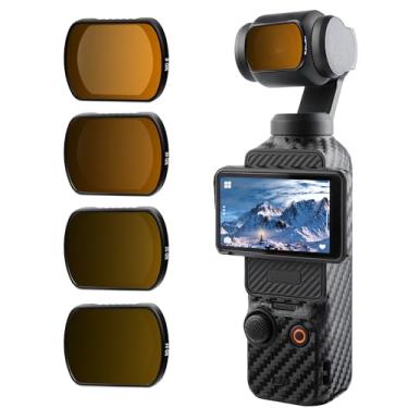 Imagem de Walking Way Conjunto de filtros magnéticos ND compatível com DJI Osmo Pocket 3 Creator Combo Acessórios - Pacote com 4 (ND8, ND16, ND32, ND64), filtros de densidade neutra HD vidro