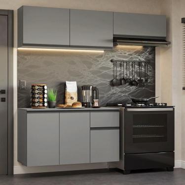 Imagem de Armário De Cozinha Compacta Suspenso 200cm Cinza Nice Madesa 04 Cinza