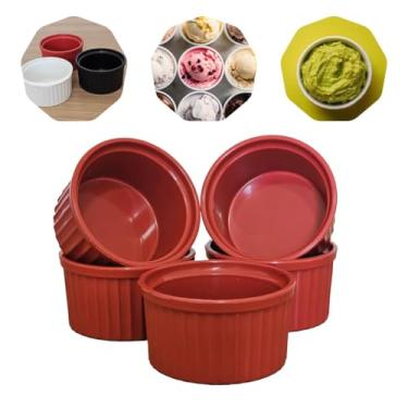 Imagem de Kit 30 Ramequin Cumbuca Reforçado Microondas Plástico Não Quebra Branco Preto Vermelho Com capacidade de 60 e 120ml Ideal Para Patês Sorvetes Molhos Nuts (Vermelho, 60ml)