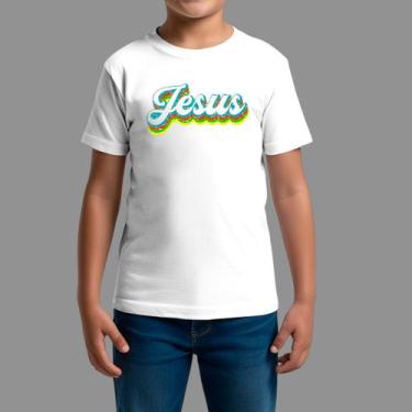 Imagem de Camisetas Infatil Religiosa Moda Cristã Manga Curta Gola Redonda Jesus