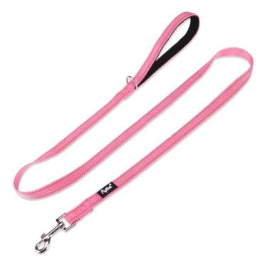 Imagem de PUPTECK Coleira refletiva para cães com alça acolchoada e confortável, guia de nylon durável para cães pequenos, médios e grandes, gatos, caminhando, treinando corrida ao ar livre, rosa claro