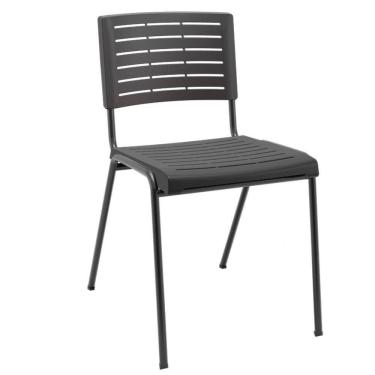 Imagem de Cadeira Empilhável Fixa Escritório Multiuso Base Preta Kimi P03 Preto - Lyam Decor