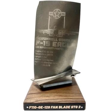 Imagem de Moderock Pás autênticas de motor turbofan de avião de caça F-15, presentes colecionáveis para entusiastas militares pais namorados (lâmina de segundo estágio)