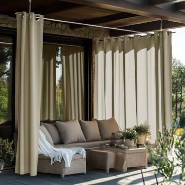 Imagem de ShadeMart Cortinas externas 300 g/m2 para pátio, à prova d'água, à prova d'água, cortinas de privacidade à prova de intempéries premium para varanda pérgola deck quintal, 137 cm L x 250 cm C, cinza