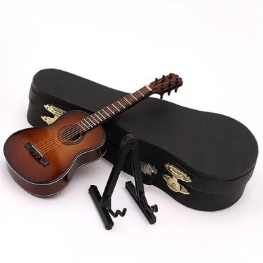 Imagem de Modelo miniatura de madeira mini violão decoração ornamento instrumentos musicais modelos (cor: 25 cm)