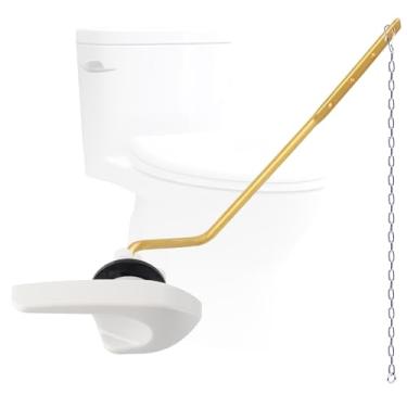 Imagem de Hygie Rinse Alavanca universal de vaso sanitário com alça lateral para vaso sanitário compatível com Kohler K-GP30324-CP com 1 corrente de melindrosa de aço inoxidável, kit de substituição de alavanca de descarga de vaso sanitário, branco