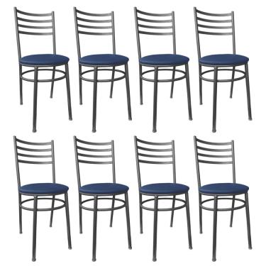 Imagem de Kit Conjunto 8 Cadeiras de Jantar Para Cozinha Mesa Bar Lanchonete Restaurante Estofada Oceano