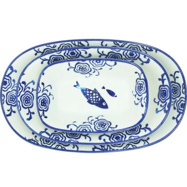 Imagem de Jogo Petisqueiras Peixe 18pçs Travessas Bowl Bandeja Oceano