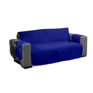 Imagem de Protetor de Sofá 2 3 4 Lugares Retrátil (1,00/1,50/1,80/2,20m) Capa Protetora Matelada Porta Objetos(Azul,4 Lugares (2,20m))