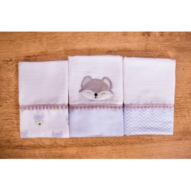 Imagem de Kit 3 Peças Fralda De Boca Para Bebê - Miguel Baby, Raposa Cinza