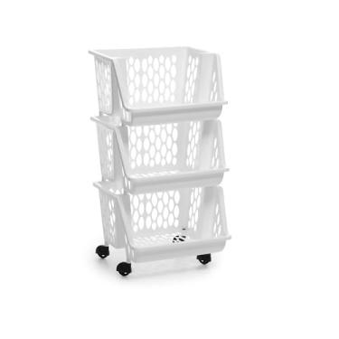 Imagem de Prateleira Estante de Plástico Modular Multiuso 3 Andares Organizadora(Branco)