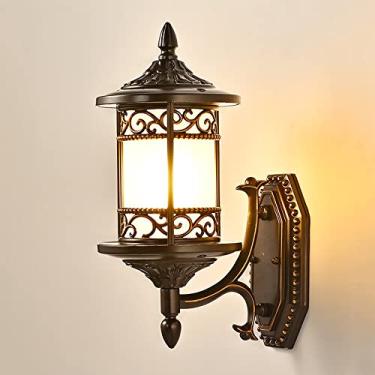 Imagem de Luminária de parede vintage para áreas externas, lanterna de fazenda, arandela à prova d'água, luminária de parede de alumínio com vidro, arandelas de parede cilíndricas à prova d'água para